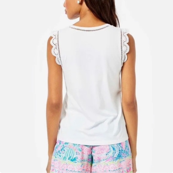 Lilly Pulitzer White Lace-Trimmed Agee Top Rare Sold out XL NWOT - Picture 7 of 8